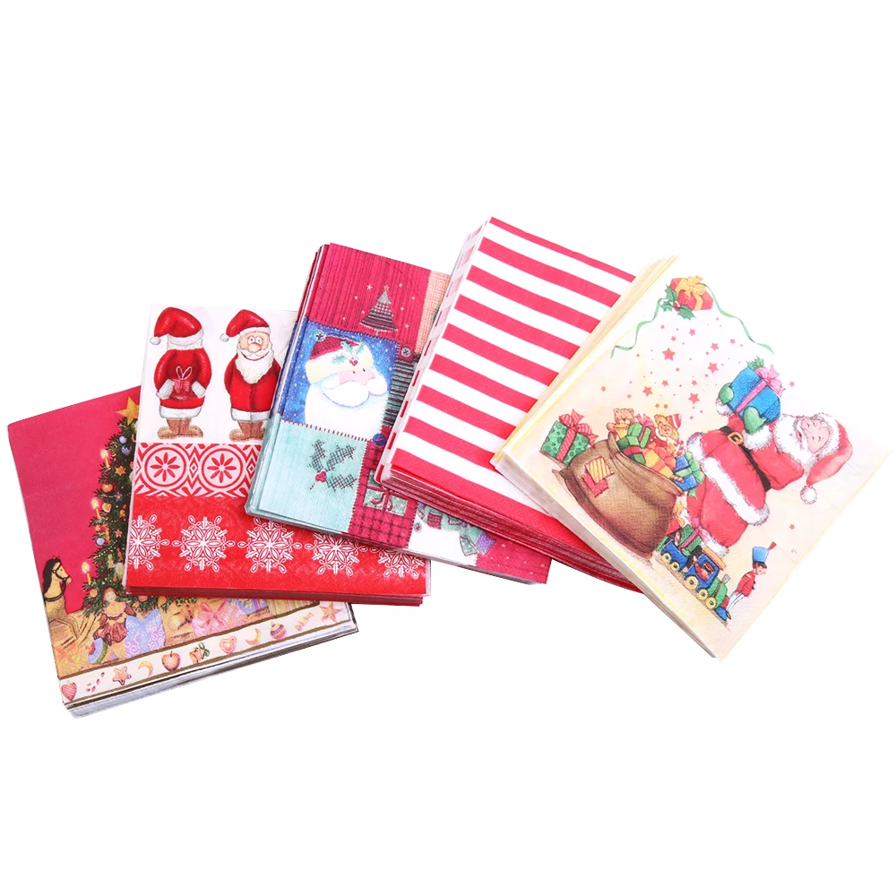 

David accessories Santa Christmas Napkin Paper DIY Wedding Table Party Tissue Decoupage Decoration Party Decor Supplies,1Yc4046