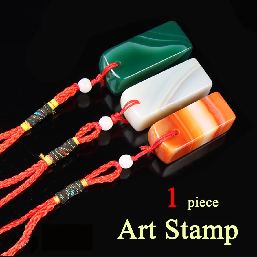 Chinese Traditional Green Seal Standard Stamps Stone Labels Indexes Stamps UnCarved Seal Badge Holder & Accessories