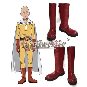 

Cosplaydiy One Punch Man Saitama Caped Baldy Hagemanto Red Cosplay Boots Adult Men Halloween Shoes Custom Made