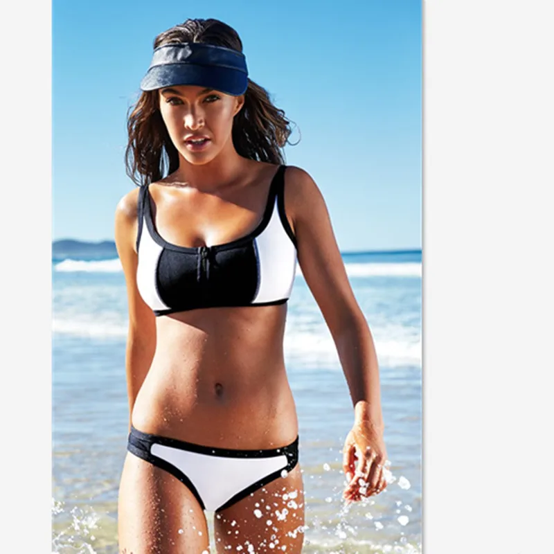 2017 Sexy Bikini Black and White Zipper High Neck Swim Bathing Suit Plus Size Swimwear Women Brazilian Bikini Push Up Swimsuit plus-size-black-swimsuit : image 2017 Sexy Bikini Black and White Zipper High Neck Swim Bathing Suit Plus Size Swimwear Women Brazilian Bikini Push Up Swimsuit plus-size-black-swimsuit