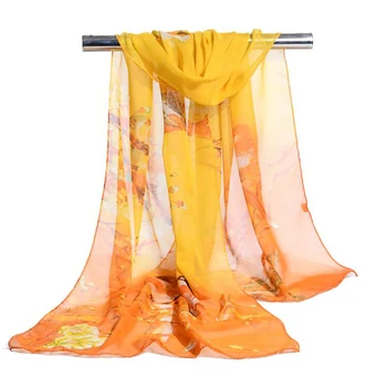 

2019 New Women Chiffon Scarf Casual Lady Printed Silk Scarf Long Lady Literary Magpie Print Scarf Summer Travel Sunscreen Shawl
