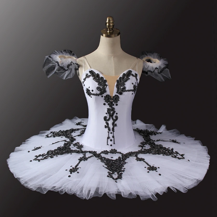 

White Black Professional Flames Paris Variation Professional Ballet Tutu Costume Adult Nutcracker Pancake Stage Dress Ballet