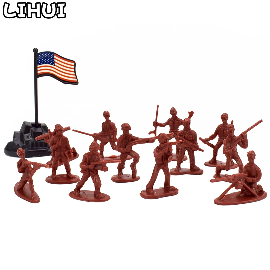 100PCS 12 POSES PLASTIC MILITARY ARMY SOLDIERS MODEL FAVORS KIDS TOY GIFT FADDIS 