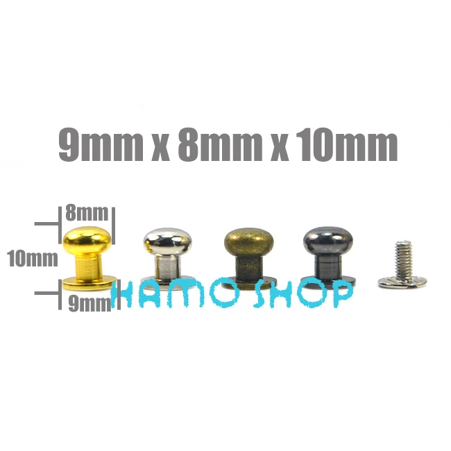 

10pcs/lot Mix Color Round Head Nail Rivet Bag Chicago Stud Screws Back Copper Leather Belt Craft Accessories
