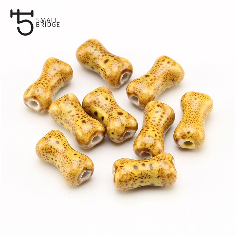 

18mm Vintage Glaze Dog Bone Ceramic Beads For Jewelry Making Women Handmade DIY Material Loose Spacer Porcelain Bead Wholesale T