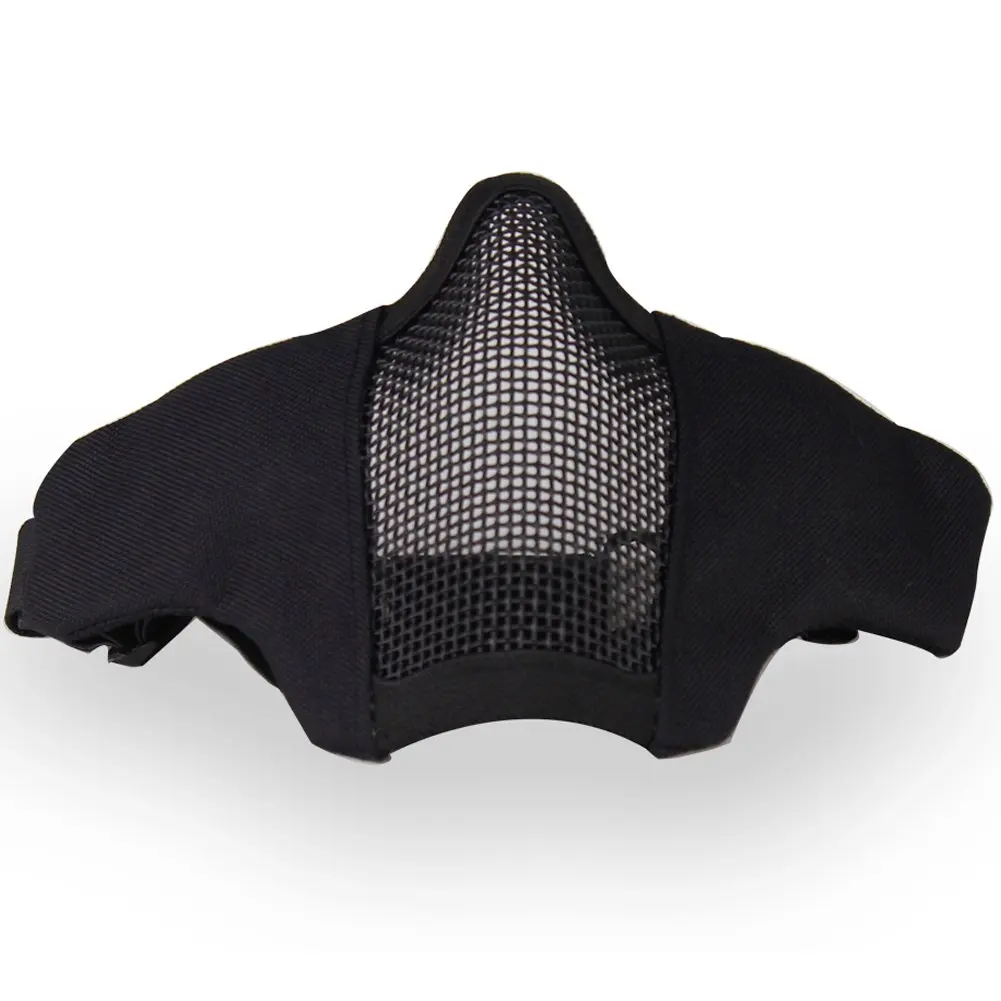 

Tactical Half Face Metal Steel Net Mesh Mask Hunting Protective Guard Mask Airsoft Ear protection half-face mesh