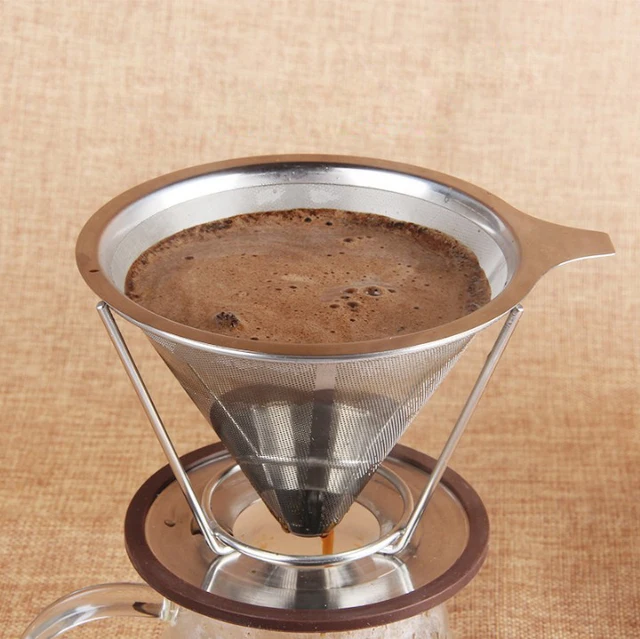 Best Offers 2pcs/lot Coffee filter Stainless Steel Cooking Drip Conical Vortex Metal Mesh Filter Coffee Tea Tools
