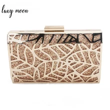 Для женщин Сумочка-клатч с блестками женский кошелек мини через плечо на цепочке сумка полые листьев роскошный дизайн клатчи ZD1276