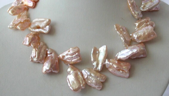 

Miss charm Jew1507 stunning big 20mm baroque pink reborn keshi freshwater cultured pearl necklace AAA