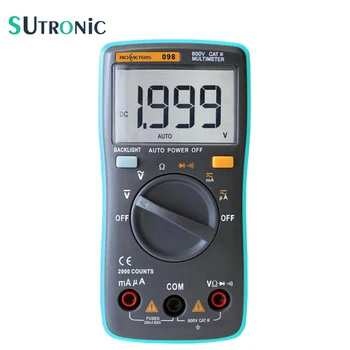 

RM098 Auto Range Digital Multimeter Large Screen Backlight Buzzer Protection AC DC Ammeter Voltmeter Ohm Portable 2000 counts