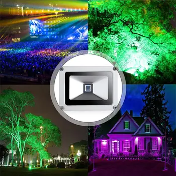 

10W/20W/30W/50W/100W Outdoor IP65 Waterproof Spotlight RGB Landscape Light LED Floodlight with Remote Control