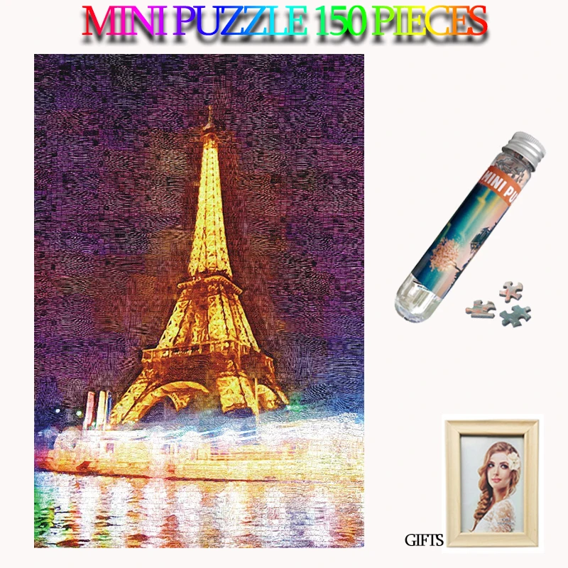 

MOMEMO Eiffel Tower Mini Jigsaw Puzzles Adults 150 Pieces Paper Tube Puzzle Brain Teaser Assemble Toys Landscape Puzzle Games