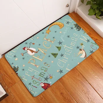 

CAMMITEVER Christmas Snowman Trees Deer Sled Bedroom Rug, The Sitting Room Personality Customization Carpet,Acrylic Carpet