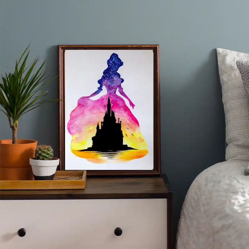 Beauty Beast Princess Belle Minimalist Watercolor Art Canvas Poster Painting Wall Picture Print Home Bedroom Decoration Artwork