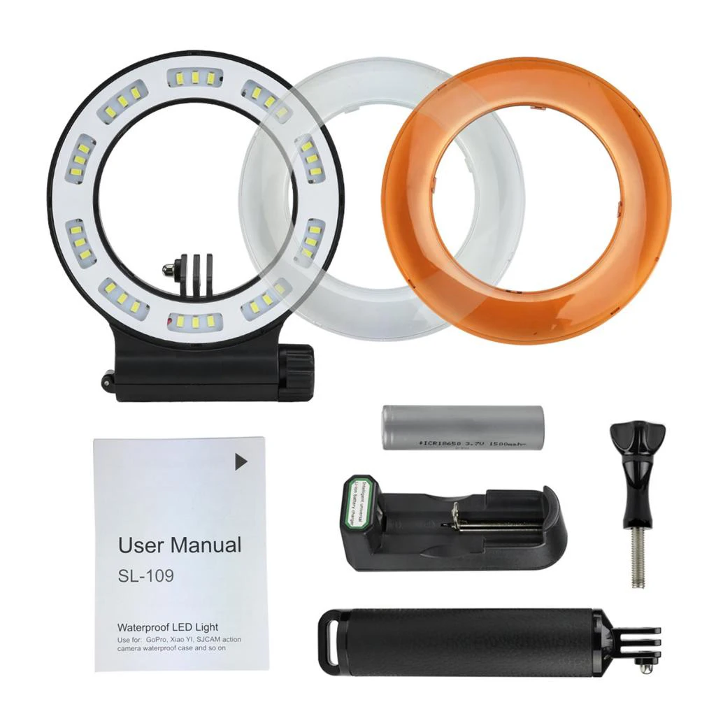 40m/13 ft Underwater Waterproof LED Diving Video Light Fill  Lamp for GoPro Hero Xiaoyi Cameras
