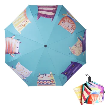 

Creative Cartoon Umbrella Rain Women Parasol Female Anti-UV Men 3Fold Light Student Umbrellas for Kids Rainy Sunny Wholesale