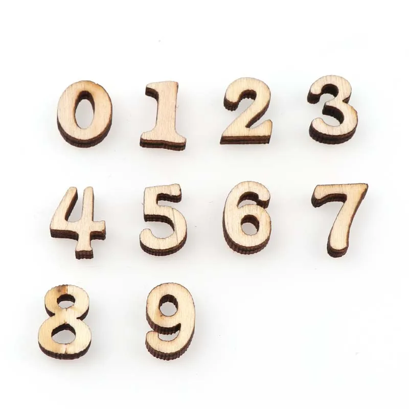 

50PC 15mm DIY Blank wood color 26 mixed numbers Birthday Party Supplies Wedding Decoration Hand-made Graffiti Buttons