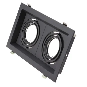 価格 正方形のダブルヘッドホワイト/ブラックは、天井ダウンライト継手器具MR16 GU10アルミホルダーフレームledランプホルダーのためのホーム