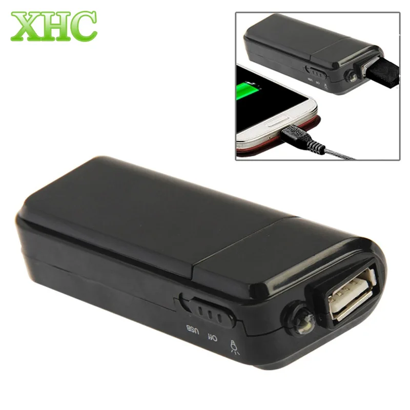 

High quality AA Batteries Emergency USB Charger with Flashlight Black freee shipping