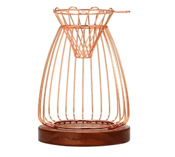 

304 stainless steel coffee nest hand punching solid wood base set + free 40pcs filter paper