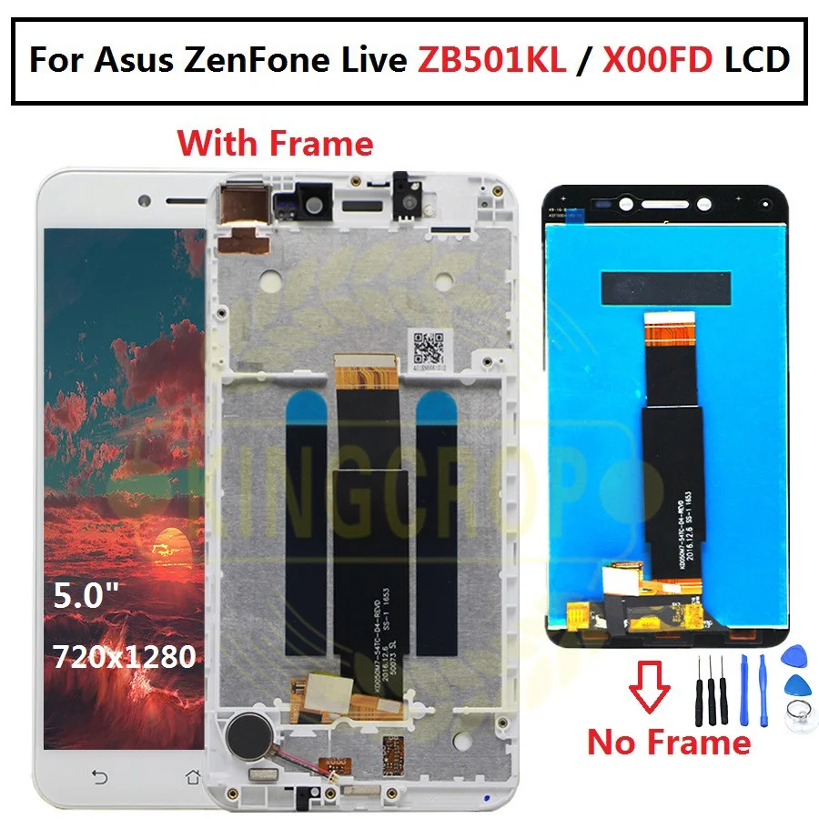 Для 5," Asus ZenFone Live ZB501KL X00FD A007 ЖК-дисплей с рамкой сенсорной панелью дигитайзер белый/черный