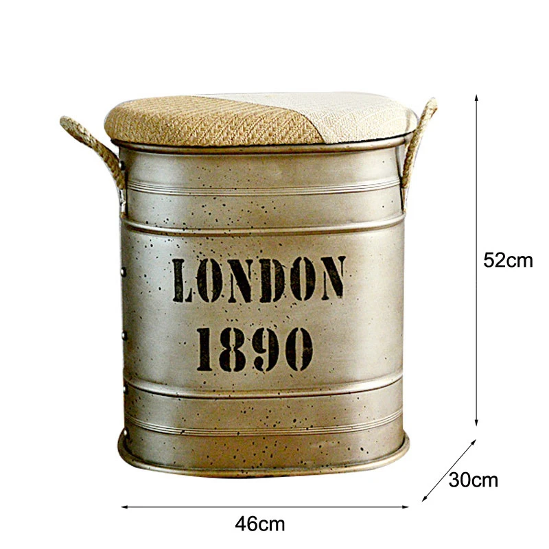 Industrial Metal Bucket Bedroom Stool Bar Stools Storage