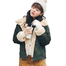 Зимняя короткая куртка Женская Базовая куртка женское утепленное плотное хлопковое пальто Женская Осенняя Свободная куртка пальто женские топы из овечьей шерсти