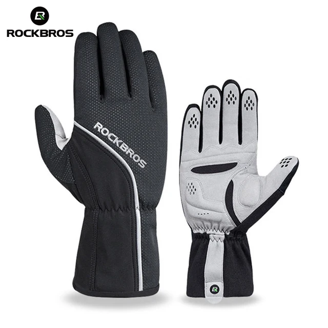 US $14.93 ROCKBROS Thermal Fleece Skiing Gloves Full Finger Windproof Snowboard Glove Waterproof Ski Gloves W
