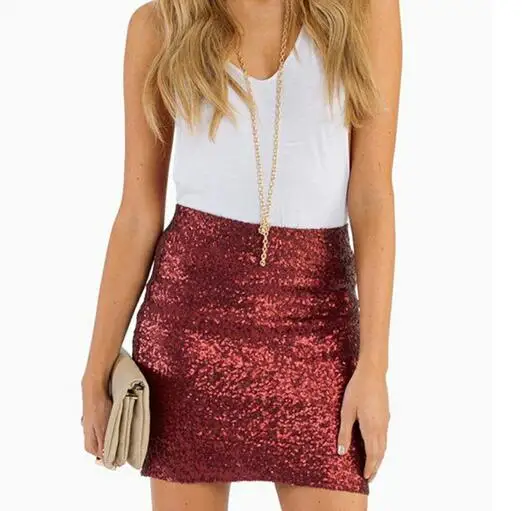 Недорогая юбка с пайетками, мини облегающая короткая юбка в уличном стиле, персонализированная Женская юбка для выпускного вечера, вечерние юбки для паба, индивидуальный заказ, цвет - Цвет: Бургундия