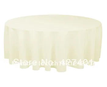 

Hot Sale 132 " Ivory Round Table Cloth Polyester Plain Table Cover for Wedding Events &Party Decoration