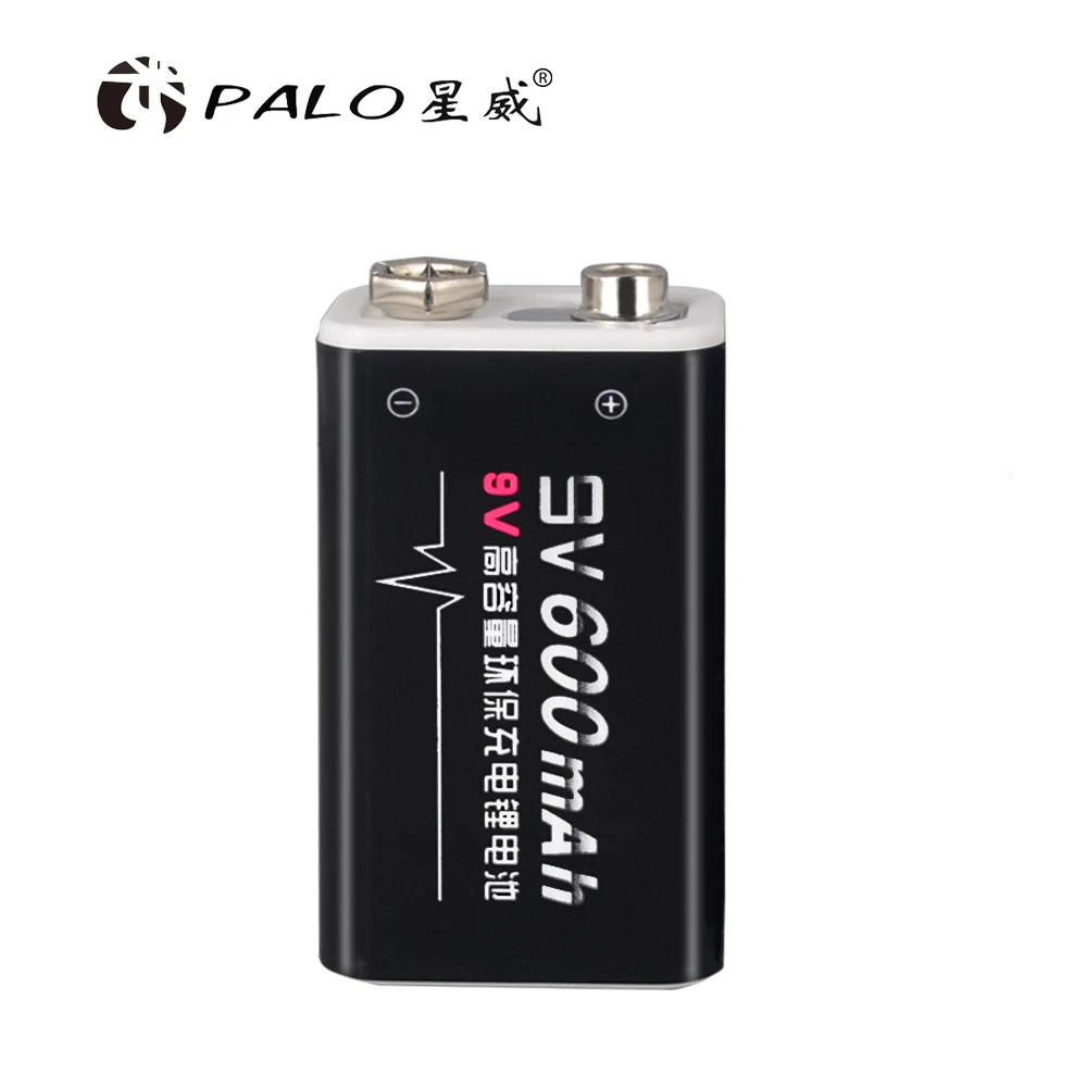 PALO 4 шт./лот 600mAh li-ion 9 V перезаряжаемые батареи для детекторов дыма Беспроводные микрофоны