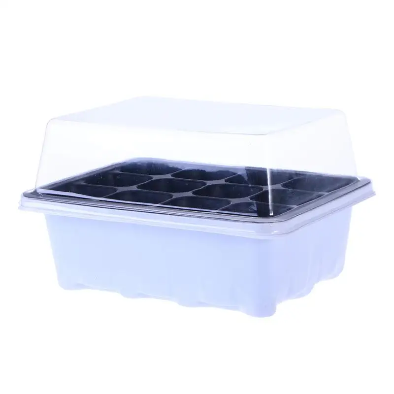 

BESTOYARD 18x14x6CM Seedling Tray Sprout Plate 12 Cavity Nursery Pots Tray Lids Box for Gardening Bonsai