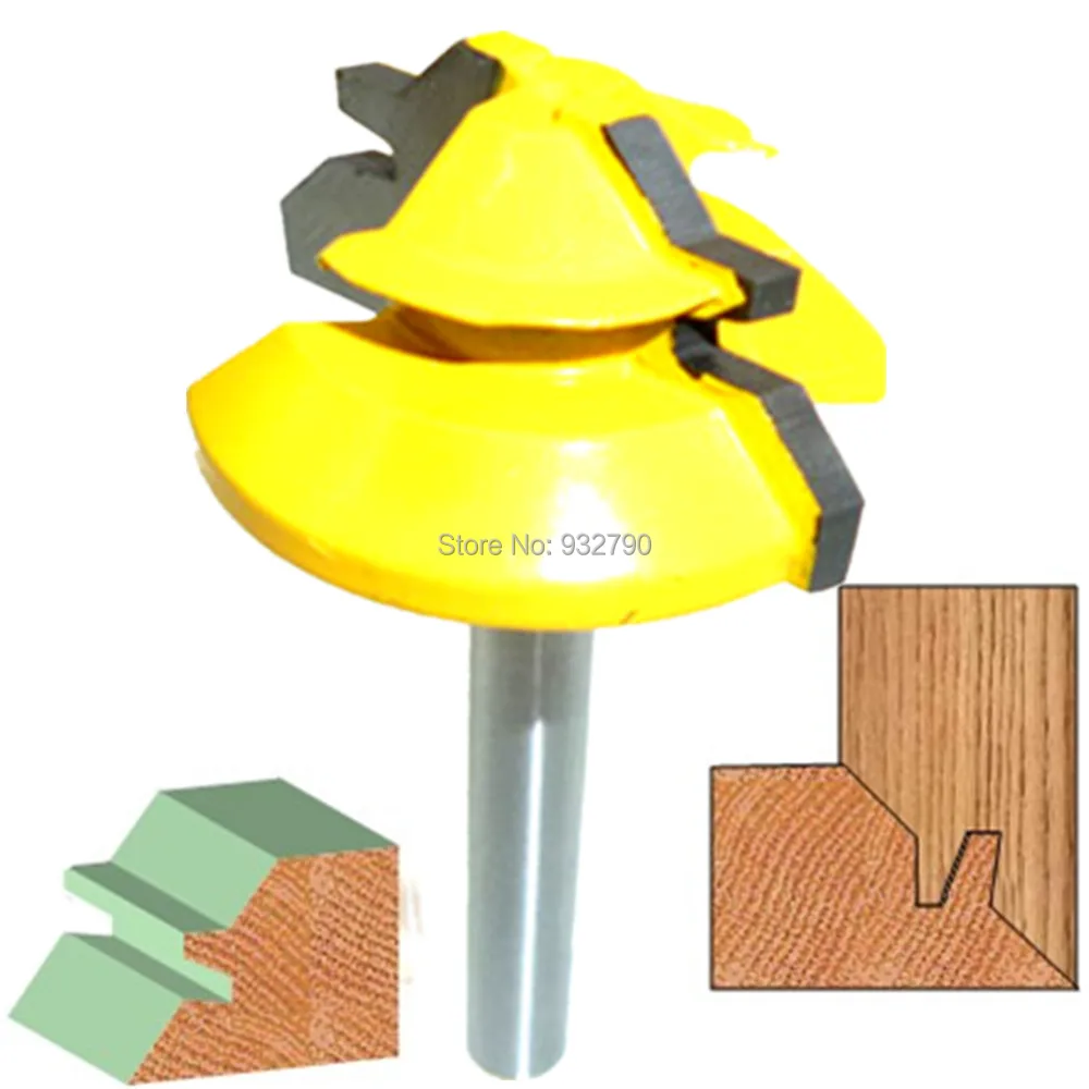 Joint Angle 45 Degree Lock Miter Router Bit Reversible Two Flute Carbide Tipped Woodworking Milling Cutter Tenon Cut