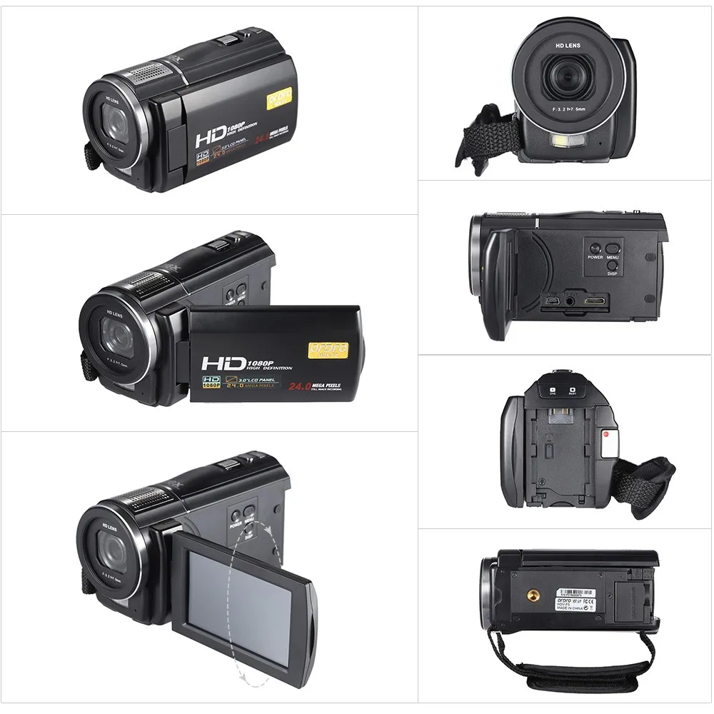 1080P Full HD цифровая камера 24MP профессиональная видеокамера рекордер CMOS 16X фото камера с резервным аккумулятором