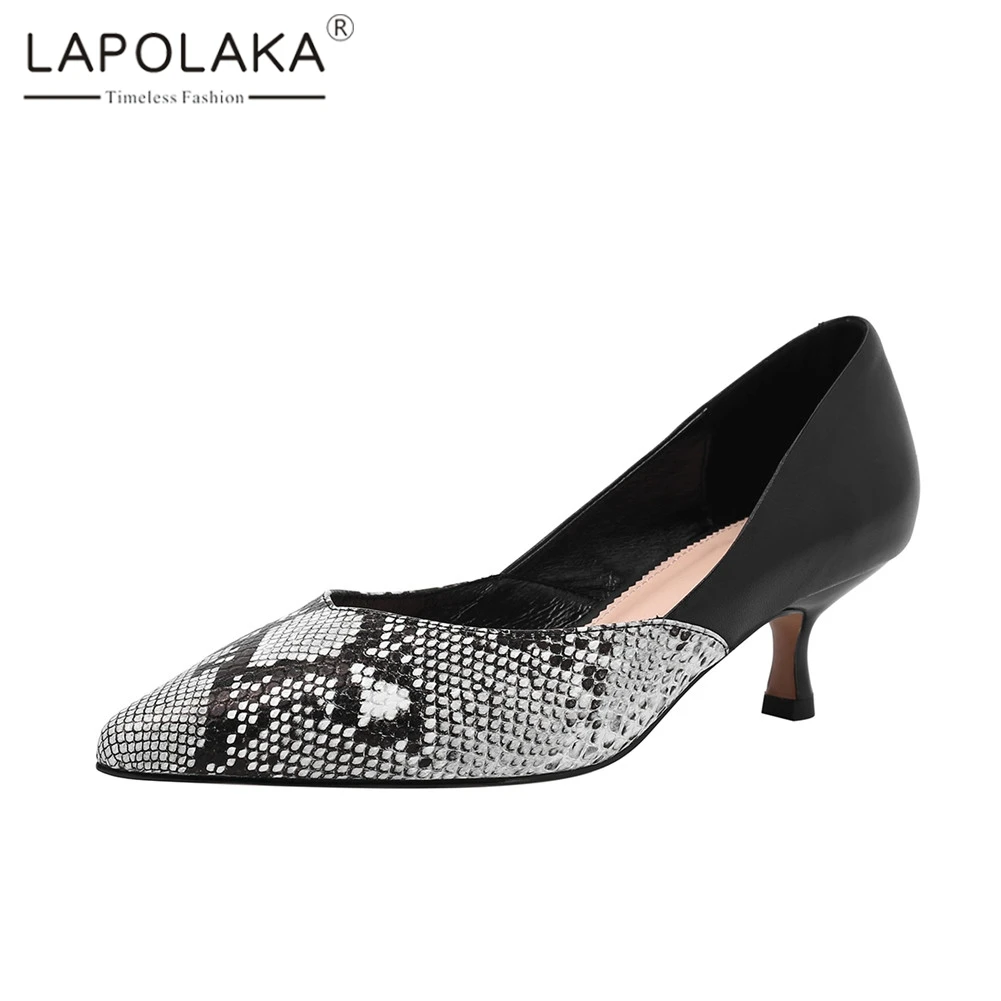 

Lapolaka Brand New Luxury Snake Veins women's Genuine Leather Ladies High Heels Shoes Woman Casual Party Ol Autumn Pumps