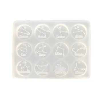

12 Constellations Discs Pendant Epoxy Resin Silicone Mold Craft Jewelry Making Mould Tools Hand Craft Pendant Resin Molds