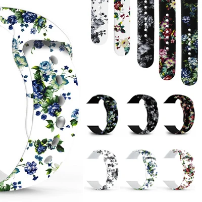 

small floral pastoral Lilly style Silicone strap for apple watch band 42/38/44/40 mm for iwatch 1234 Replaceable Accessories
