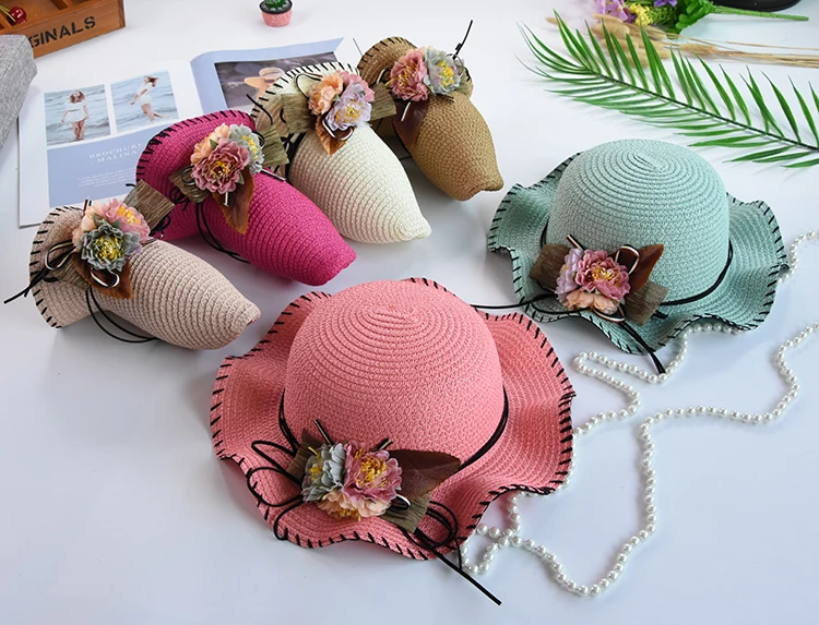 Новая модная детская шляпа, летняя Цветочная детская Солнцезащитная шляпа для девочек, солнцезащитные очки с цветком, Пляжная шапка для родителей, складные детские шапки