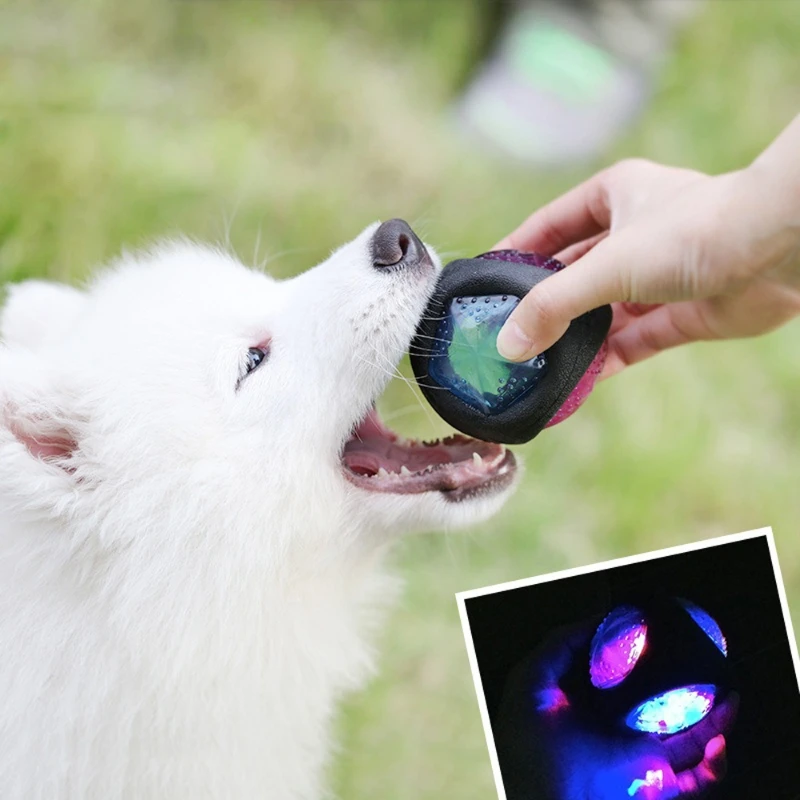 High Quality Safe Rubber Chew Sound Glow Elastic Ball Toy For Pet Dogs Puppies#20/23W