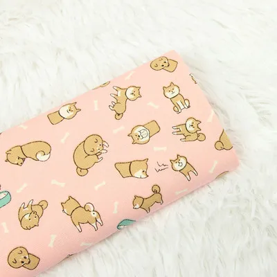 Полуярд Плотная хлопковая ткань для ручной работы DIY швейное изделие для сумки швейный материал хлопок мультфильм собака печать для вас B454 - Цвет: pink