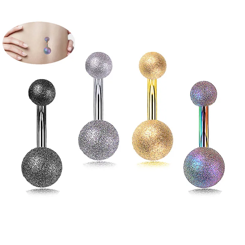 

Simple 1PC Polish Ball Piercing Navel Stainless Steel Belly Button Ring For Women Body Jewelry Silver Gold Black Colorful