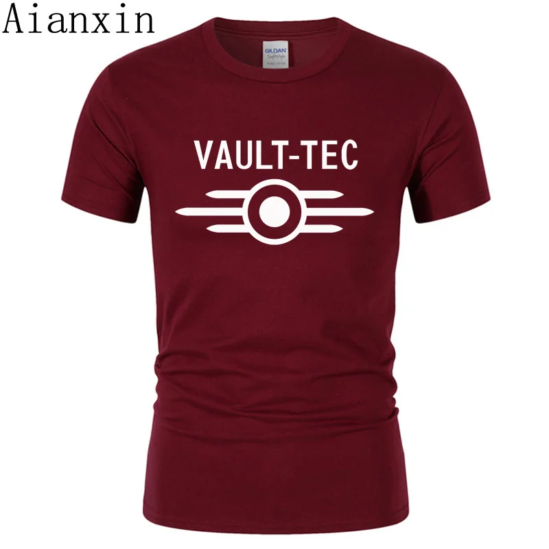 

AIANXIN New Vault Tec logo Gaming Video Game Fallout 2 3 4 Tees Tops T-Shirts Men classic Casual Cotton Apparel homme T Shirts