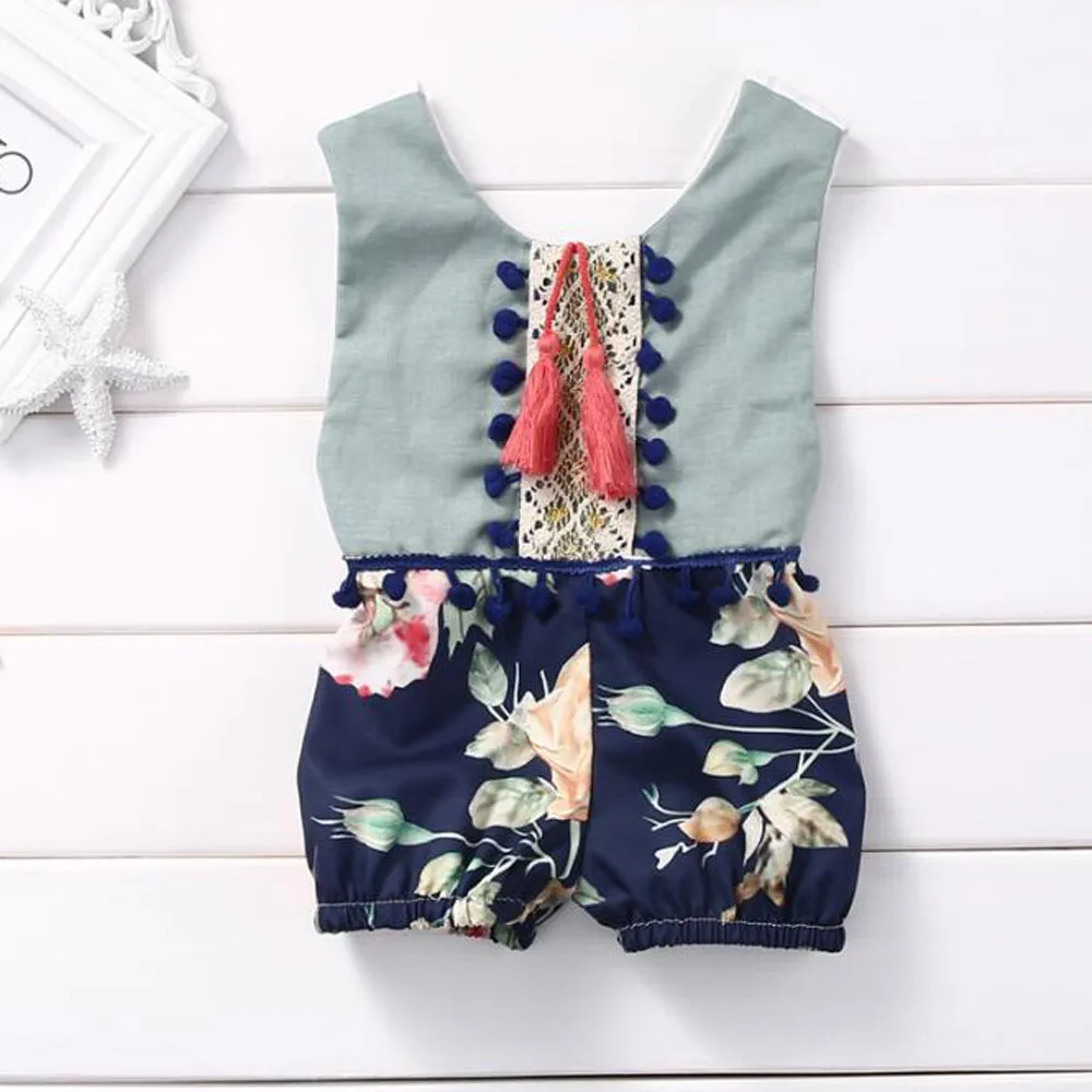 

2017 Fashion Summer Sleeveless Romper Girl Boy Kid Baby Jumpsuit Floral Clothes Outfits