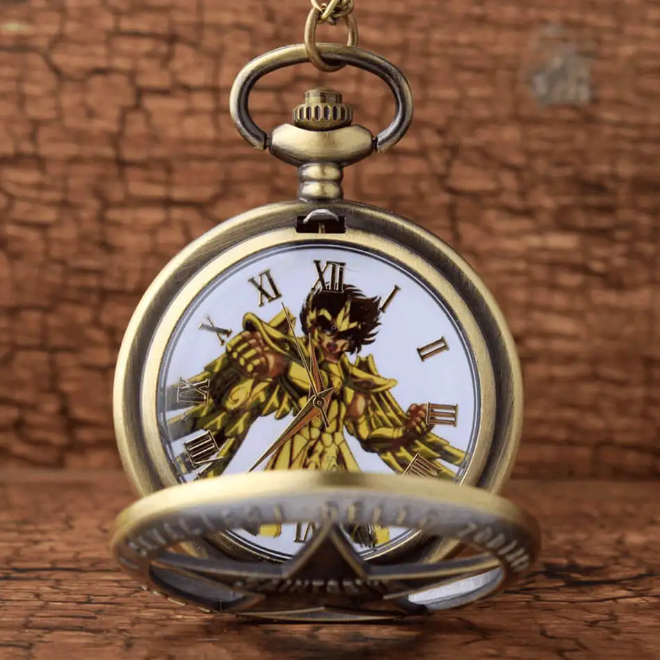Полые SAINT SEIYA карманные часы мужские цепи Подвеска колье ретро кварцевые стимпанк