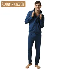 Qianxiu, весна и осень, женские пижамы, наборы, повседневные, v-образный вырез, пара пижам, наборы, хлопок, кардиган, длинный рукав, пижама, домашняя одежда