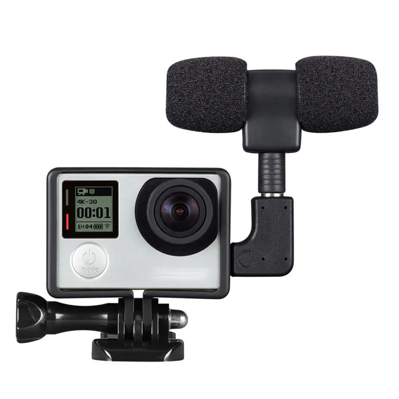3 in 1 Gopro Accessories Kit Skeleton Side Open Housing Shell Case + Microphone + Microphone Adapter for Gopro Hero 4 3+ 3