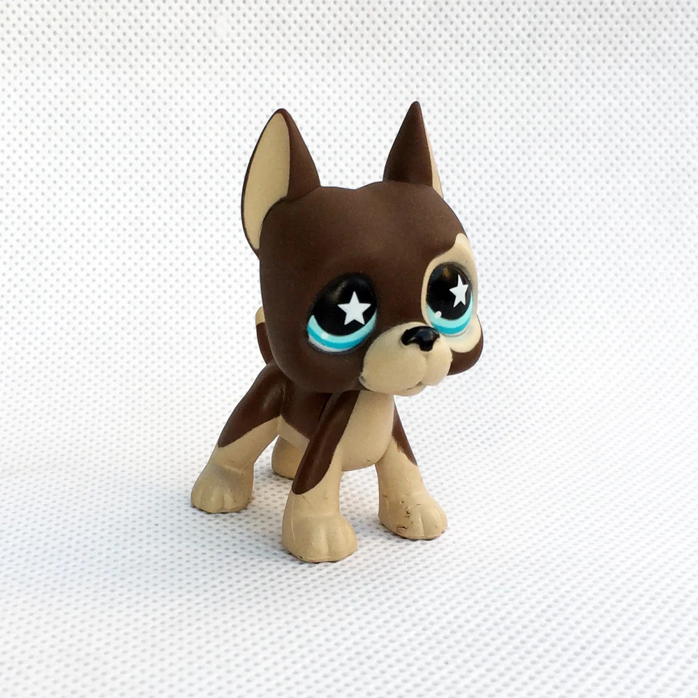 

Rare pet shop lps toys Dark brown great dane dog #817 star blue eyes animal for kids Christmas gift