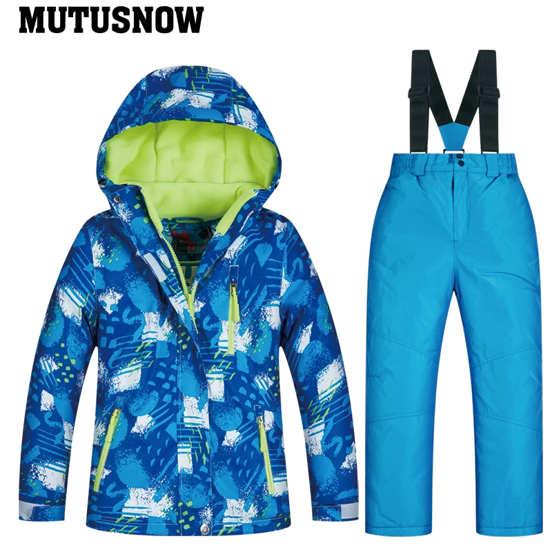 2019 جديد الأطفال بدلة تزلج للأطفال يندبروف ماء دافئ الفتيان الثلوج جاكيت وسروال الشتاء الثلوج تزلج على الجليد دعوى مجموعة
