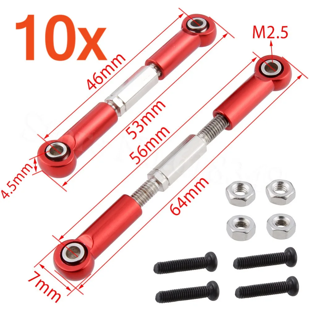 10 Pairs Aluminum Front Shock Absorber Steering Linkage Rod Link 0021