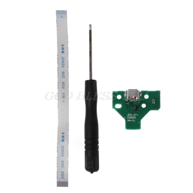 

For Dualshock 4 PS4 Pro Slim Controller Charging Socket Port Circuit Board JDS 0.11 with 12 Pin Power Flex Cable